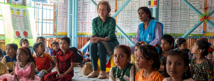 SDG Advocate Her Majesty Queen Mathilde of the Belgians visits school children in Bangladesh. UN/Saikat Mojumder