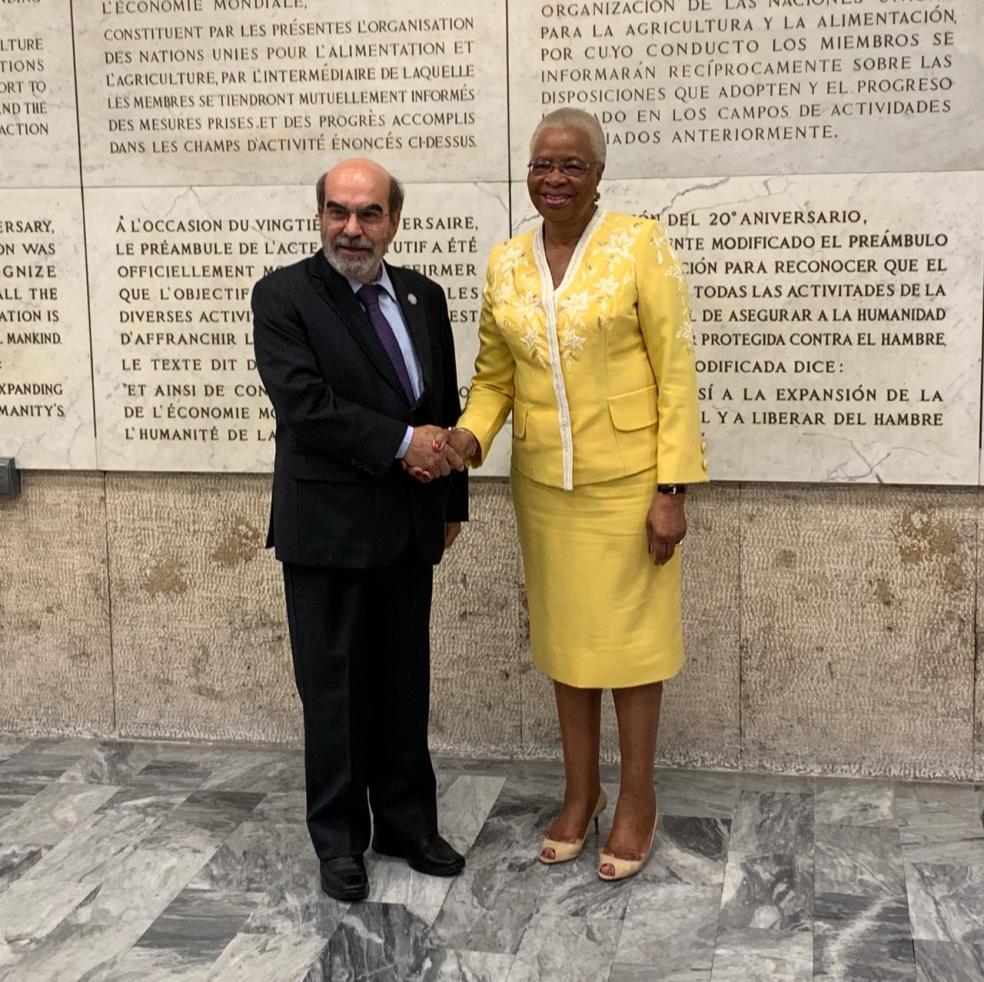 Graça Machel with Director-General of the FAO, José Graziano da Silva of Brazil. Mr. Graziano da Silva will be suceeded by Qu Dongyu of China on 1 August 2019.